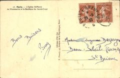 VINTAGE POSTCARD Paris the Church Saint Pierre of Montmartre and the Basilica of the Sacring Heart