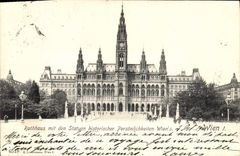 CPA Rathhaus Mit Den Statuen Historischer Personlichkeiten Wiens