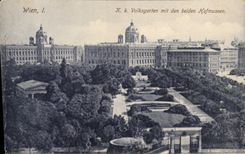 CPA Wien Volksgarten Mit Den Beiden Hofmuseum