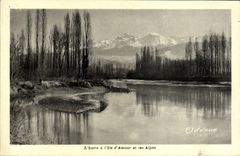 CPA L'Isere a I'lle d'Amour et les Alpes
