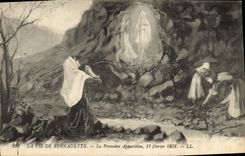 VINTAGE POSTCARD Life Of Bernadette the First Appearance February 11th, 1858