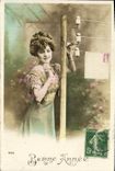 VINTAGE POSTCARD Fantasy Woman Telegraph