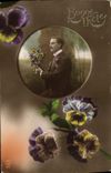 CPA Fantaisie Homme Fleurs 