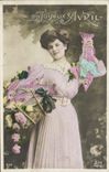 VINTAGE POSTCARD Fantasy Merry Poisson Woman April