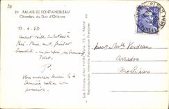 MODERN CARD Palate De Fontainebleau Room of the Duke of Orleans