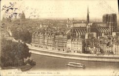 VINTAGE POSTCARD Paris Panorama towards Notre Dame