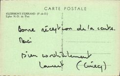 Iglesia de Clermont-Ferrand Notre Dame de la POSTAL de la VENDIMIA del puerto