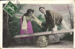 VINTAGE POSTCARD Fantasy Woman Swing