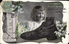 VINTAGE POSTCARD Fantaisie Child I await Petit Christmas
