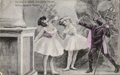 VINTAGE POSTCARD Fantasy a day of devil seeking woman Opera Danseuse