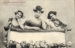 VINTAGE POSTCARD Fantasy Women Souvenir and carries happiness