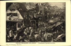 VINTAGE POSTCARD Pieter Brueghel De Jonge Vallmsche Spreekwoorden