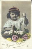 VINTAGE POSTCARD Merry Easter Child Easter Eggs