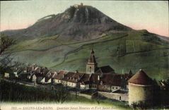 VINTAGE POSTCARD Saltworks Les Bains Holy District Maurice and Fort Holy Andre