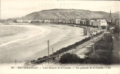 VINTAGE POSTCARD San Sebastian Vista General of Al Concha Concha View