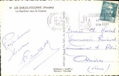 POSTAL MODERNA Sables d'Olonne el terraplén hacia el casino