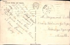 MODERN CARD Paris concord bridge and Public garden