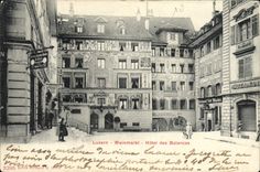 VINTAGE POSTCARD Luzern Weinmarkt Hotel of the Balances