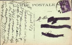 Panorama de Laval de la POSTAL de la VENDIMIA de la ciudad en la parte inferior el viaducto