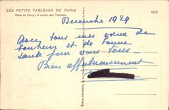 VINTAGE POSTCARD Small Tables Of Paris Hotel Of Cluny the garden of the thermal baths