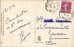 POSTAL de la VENDIMIA la feliz del niño de Jesús que diluye las hojas en de la tierra los colores de rosa del cielo de Lisieux