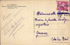 VINTAGE POSTCARD Heavy Paternal House Of co. Bernadette Soubirous