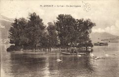 CPA Annecy Le Lac Ile Des Cygnes