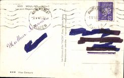 VINTAGE POSTCARD Moulins the Regemortes Bridge and Allier