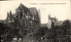 VINTAGE POSTCARD Nantes the Cathedral the Gate And the Course St Pierre
