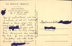 VINTAGE POSTCARD Soft France the Pyrenees the Collar Of Tourmalet