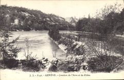 CPA Geneve Jonction De l'Arve Et Du Rhone