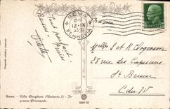 Chalet principal Borghese Ingresso de Roma de la POSTAL de la VENDIMIA