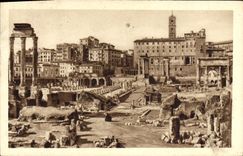 Estafa del romano de Roma Foro de la POSTAL de la VENDIMIA Fempio Di Castore tiene basílica Julia de Polluce E