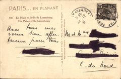 VINTAGE POSTCARD Paris While Strolling the palate and garden of Luxembourg