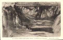 VINTAGE POSTCARD Caves of Arcy On Cure the Source and the Cascade