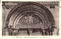 VINTAGE POSTCARD Vezelay Basilica of the Madeleine the Tympanum