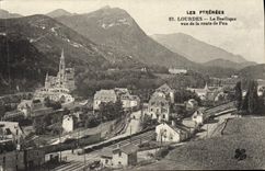 VINTAGE POSTCARD the Heavy Pyrenees the Basilica seen of the road of Pau