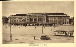 Tranvía de la estación de tren de Strabourg de la POSTAL de la VENDIMIA