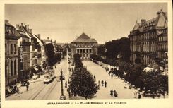 POSTAL Strabourg de la VENDIMIA el lugar de Broglie y el teatro