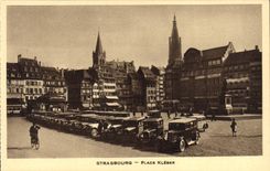 La POSTAL Strabourg de la VENDIMIA coloca los automóviles de Kleber