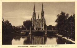 POSTAL Estrasburgo de la VENDIMIA la iglesia San Pablo y Pont de la universidad