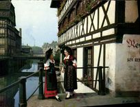 POSTAL MODERNA Alsase Pittoresque pequeño Francce Alsatian tiene folklore de Estrasburgo