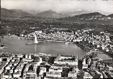 MODERN CARD Geneva the water jet and Mont Blanc