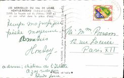 POSTAL MODERNA Azay la cortina el ataque frontal meridional del castillo y su reflexión en el agua pieza