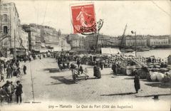 CPA Marseille Le Quai du Port Cote des Augustins Bateaux 