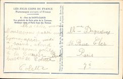 Parque de la POSTAL de la VENDIMIA de Gloud de opinión Saint de París tomada de la terraza