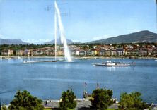 CPM Geneve Le jet d'Eau et le Mont Blanc