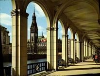 MODERN CARD Hamburg Alsterarkaden and Rathaus