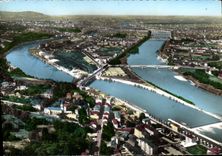CPM Lyon Vue Aerienne Le Confluent Du Rhone Et De La Saone A la Mulatiere