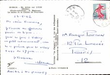 POSTAL MODERNA en plano en Lyon el Saone y la colina De Fourviere